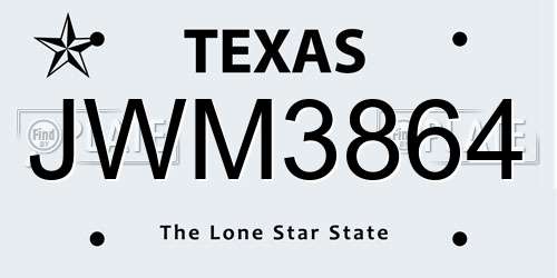 JWM3864 Texas License Plate