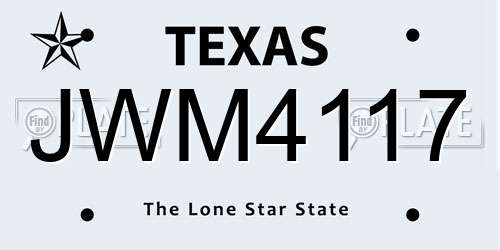 JWM4117 Texas License Plate
