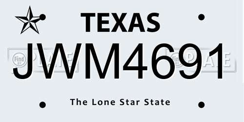 JWM4691 Texas License Plate