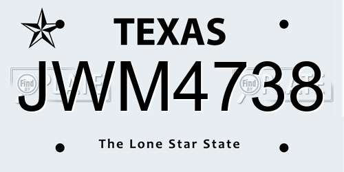 JWM4738 Texas License Plate