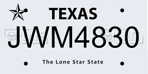 JWM4830 Texas License Plate