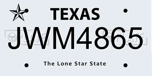 JWM4865 Texas License Plate