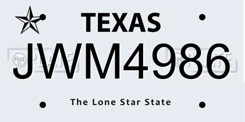 JWM4986 Texas License Plate