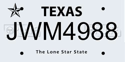 JWM4988 Texas License Plate