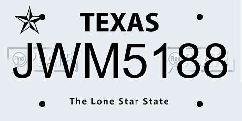 JWM5188 Texas License Plate