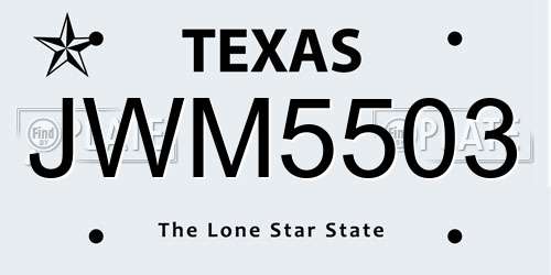 JWM5503 Texas License Plate