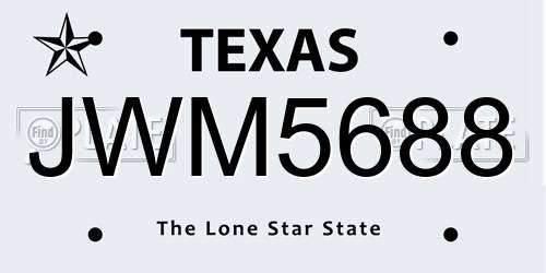 JWM5688 Texas License Plate