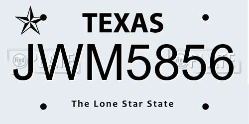 JWM5856 Texas License Plate