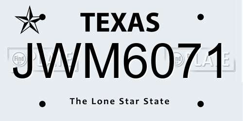 JWM6071 Texas License Plate