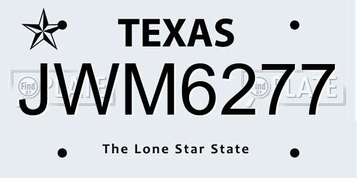 JWM6277 Texas License Plate
