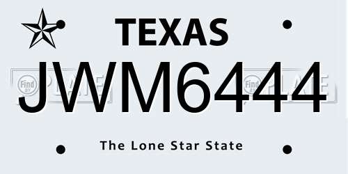JWM6444 Texas License Plate