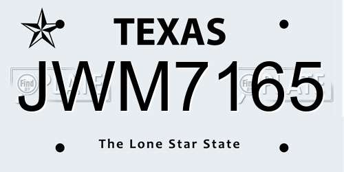JWM7165 Texas License Plate