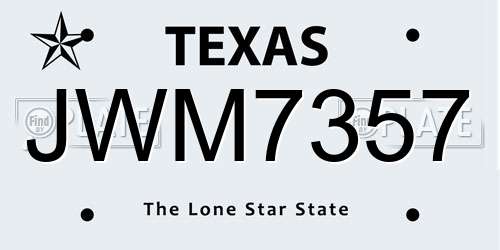 JWM7357 Texas License Plate