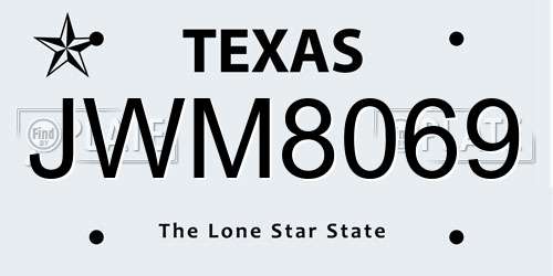 JWM8069 Texas License Plate