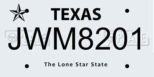 JWM8201 Texas License Plate