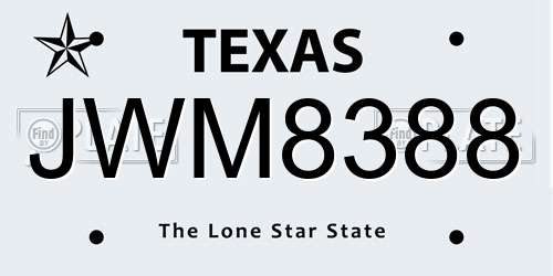 JWM8388 Texas License Plate