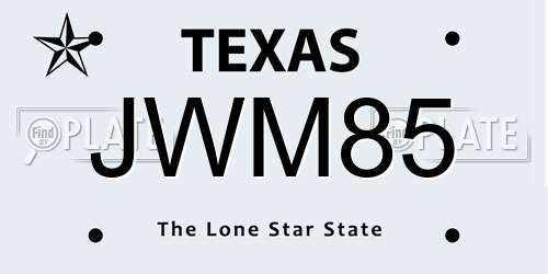 JWM85 Texas License Plate