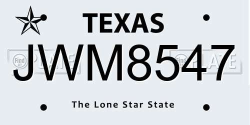 JWM8547 Texas License Plate