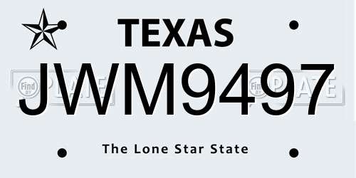 JWM9497 Texas License Plate