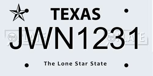 JWN1231 Texas License Plate