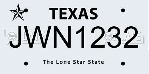 JWN1232 Texas License Plate