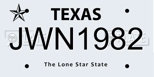 JWN1982 Texas License Plate
