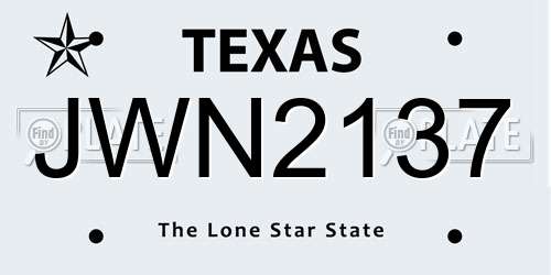 JWN2137 Texas License Plate
