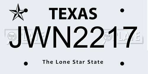 JWN2217 Texas License Plate