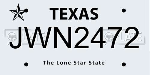 JWN2472 Texas License Plate