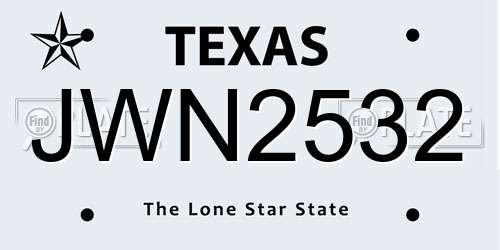 JWN2532 Texas License Plate