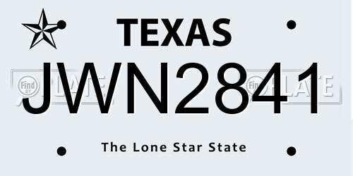 JWN2841 Texas License Plate
