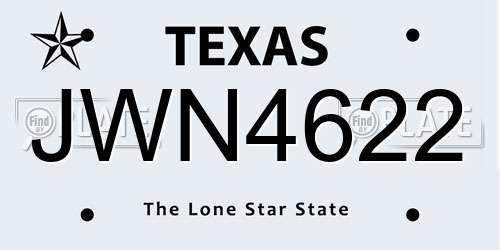 JWN4622 Texas License Plate