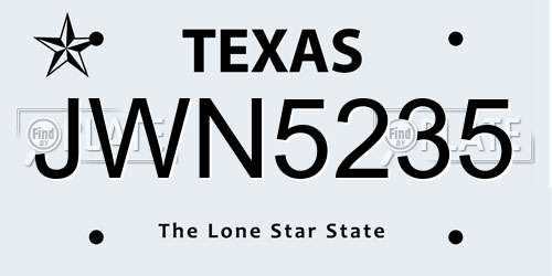 JWN5235 Texas License Plate