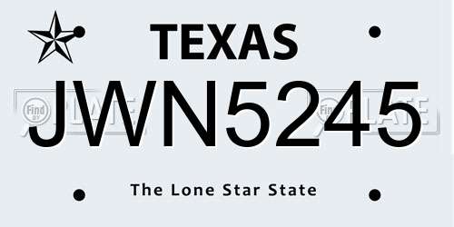 JWN5245 Texas License Plate