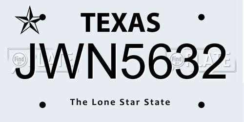 JWN5632 Texas License Plate