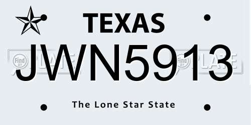 JWN5913 Texas License Plate