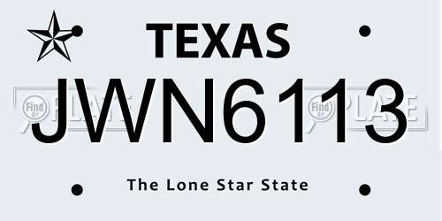 JWN6113 Texas License Plate