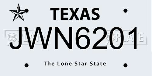 JWN6201 Texas License Plate