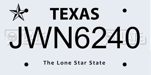 JWN6240 Texas License Plate