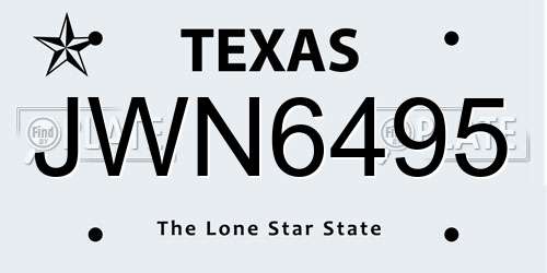 JWN6495 Texas License Plate
