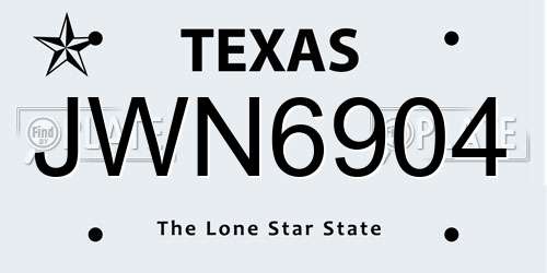 JWN6904 Texas License Plate