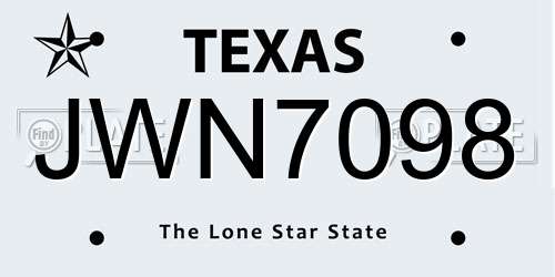 JWN7098 Texas License Plate