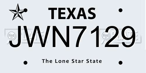 JWN7129 Texas License Plate