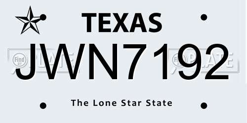 JWN7192 Texas License Plate