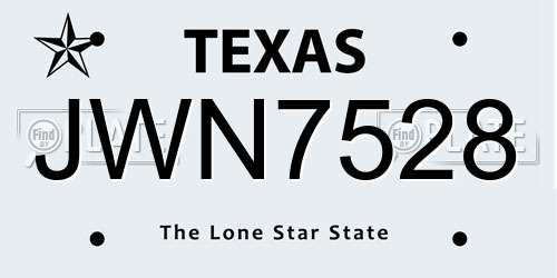JWN7528 Texas License Plate