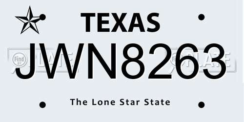 JWN8263 Texas License Plate