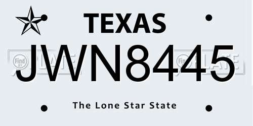 JWN8445 Texas License Plate