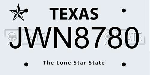 JWN8780 Texas License Plate
