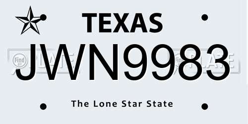 JWN9983 Texas License Plate