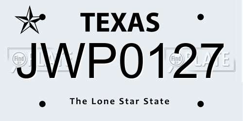 JWP0127 Texas License Plate